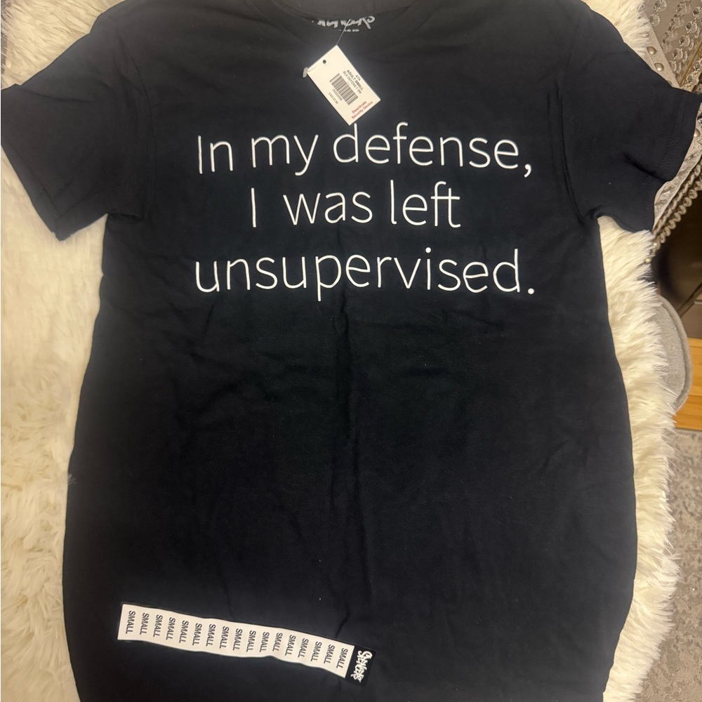 Spencer's Black Short Sleeve Tee with Humor saying. New.